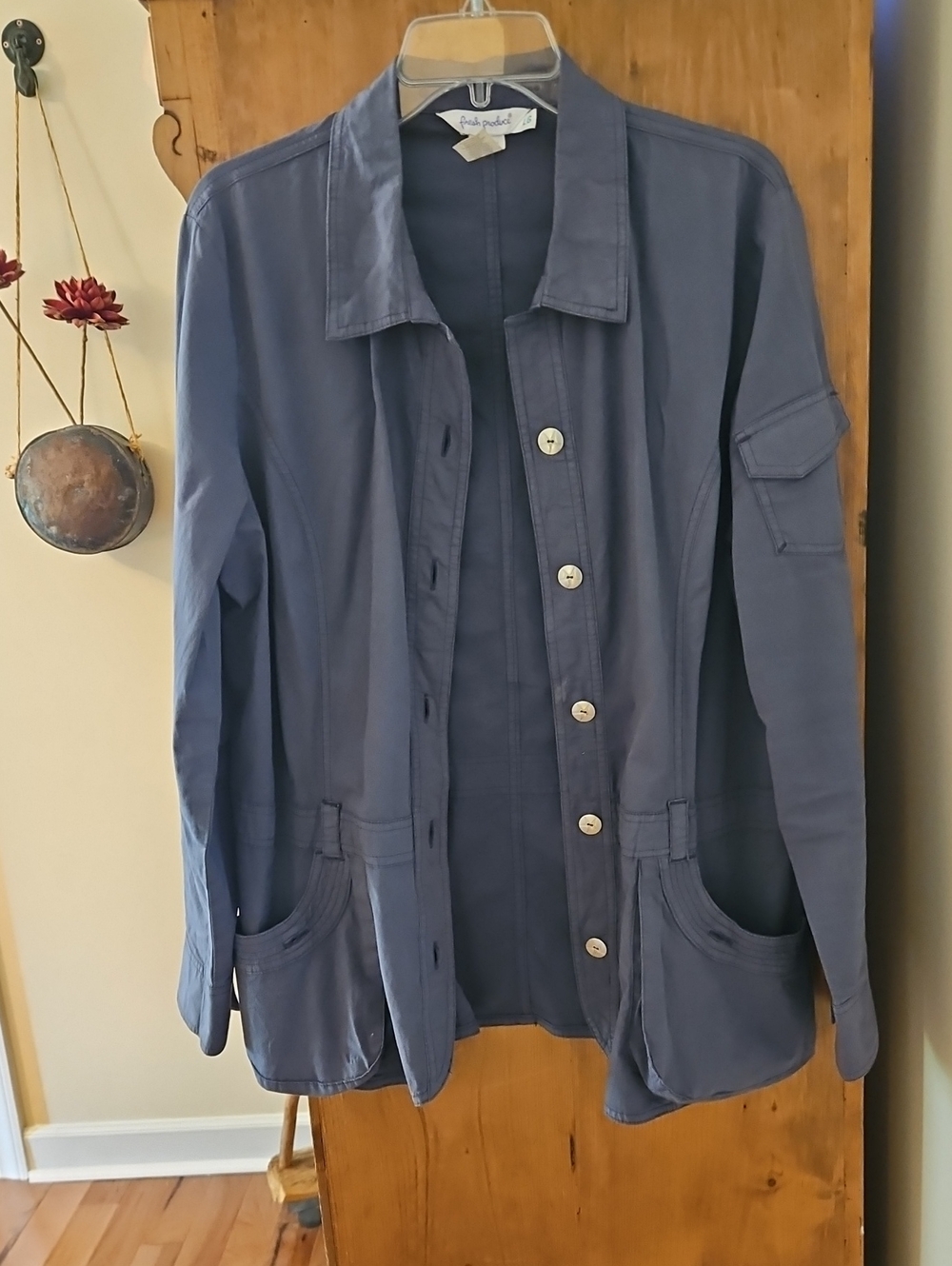 Fresh Produce Soft Slate Blue Button-Front Women's Jacket